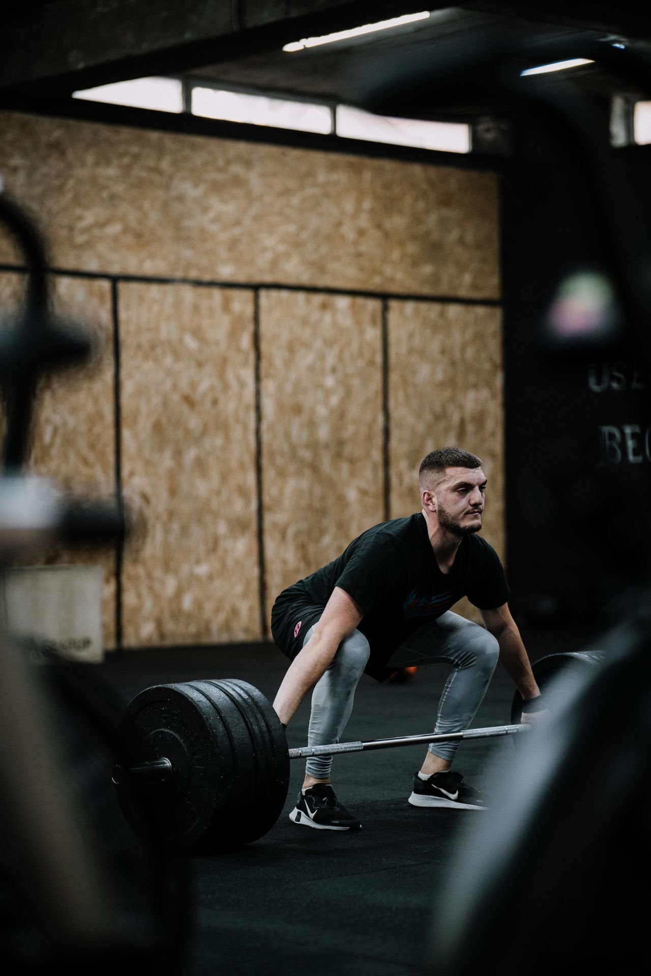 Athlete preparing for a heavy deadlift